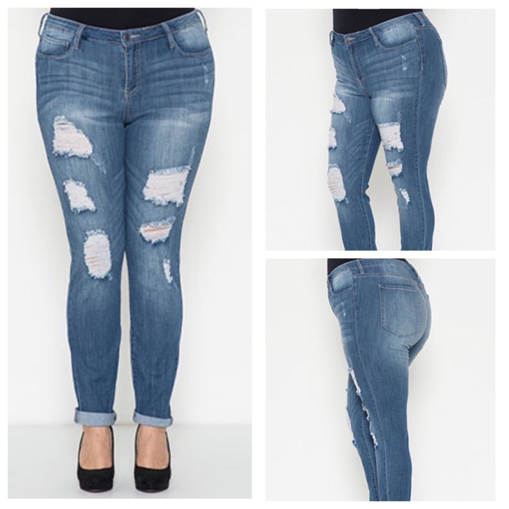 Plus Size Ripped Jeans - Picture 1 of 1